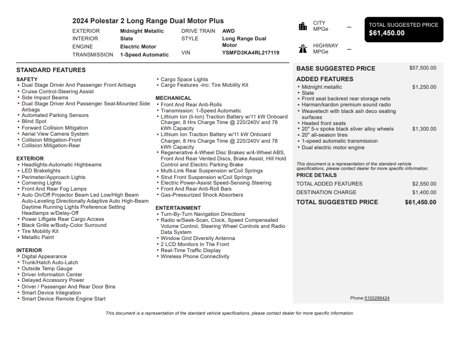 2024 Polestar 2 Long Range Dual Motor