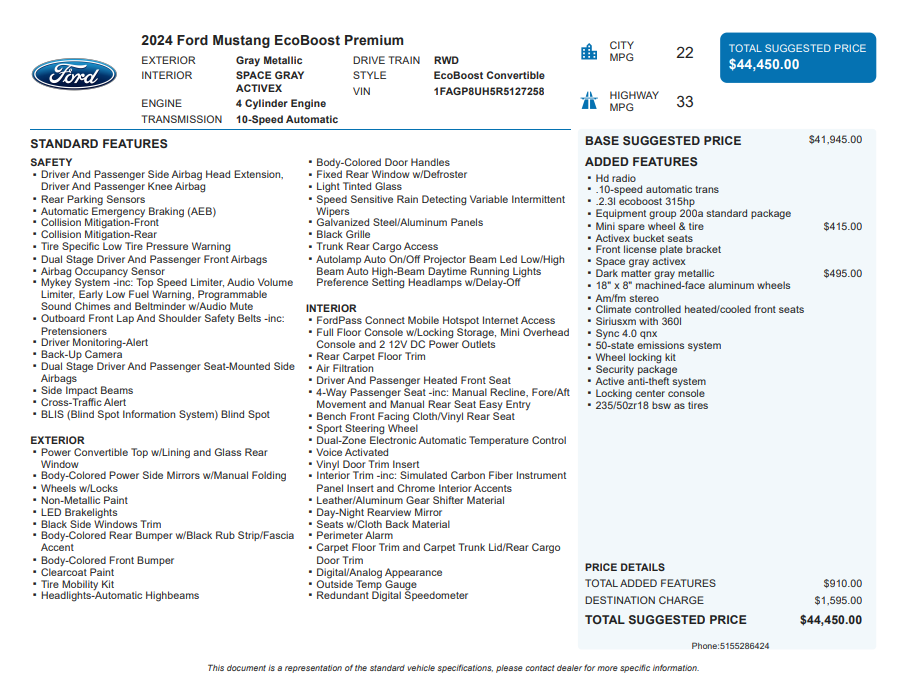 2024 Ford Mustang EcoBoost Premium