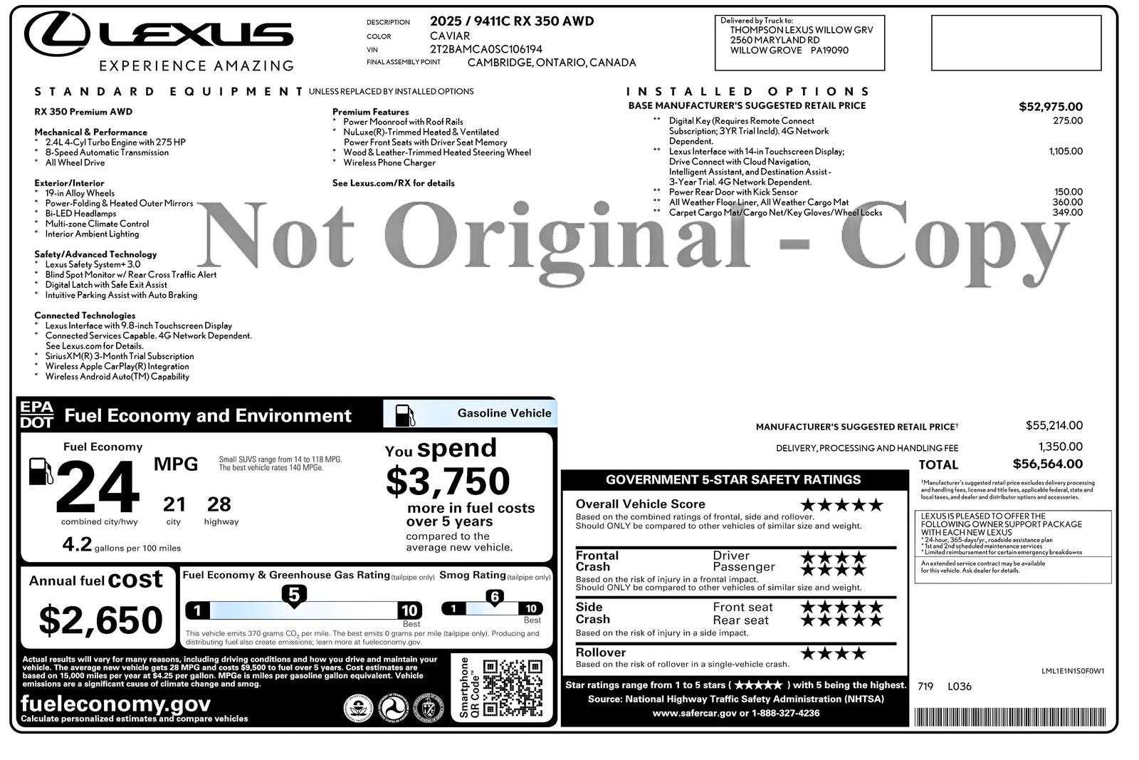 2025 Lexus RX 350 Premium