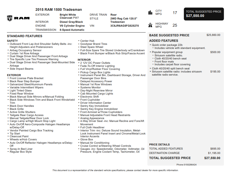2015 RAM 1500 Tradesman