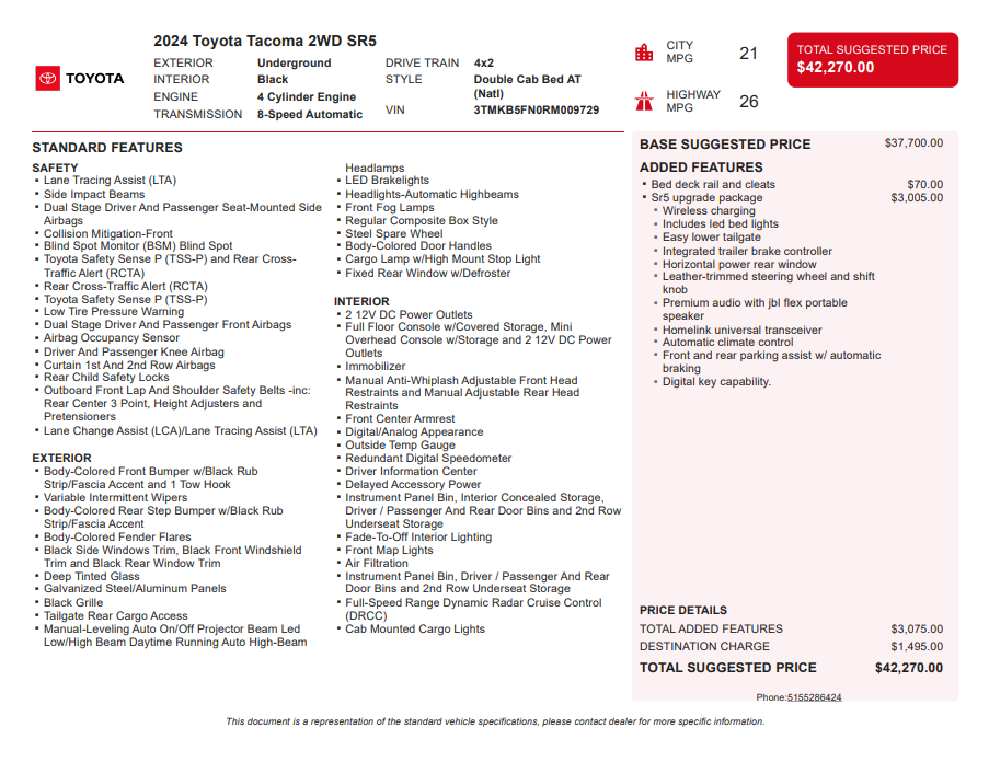 2024 Toyota Tacoma SR5
