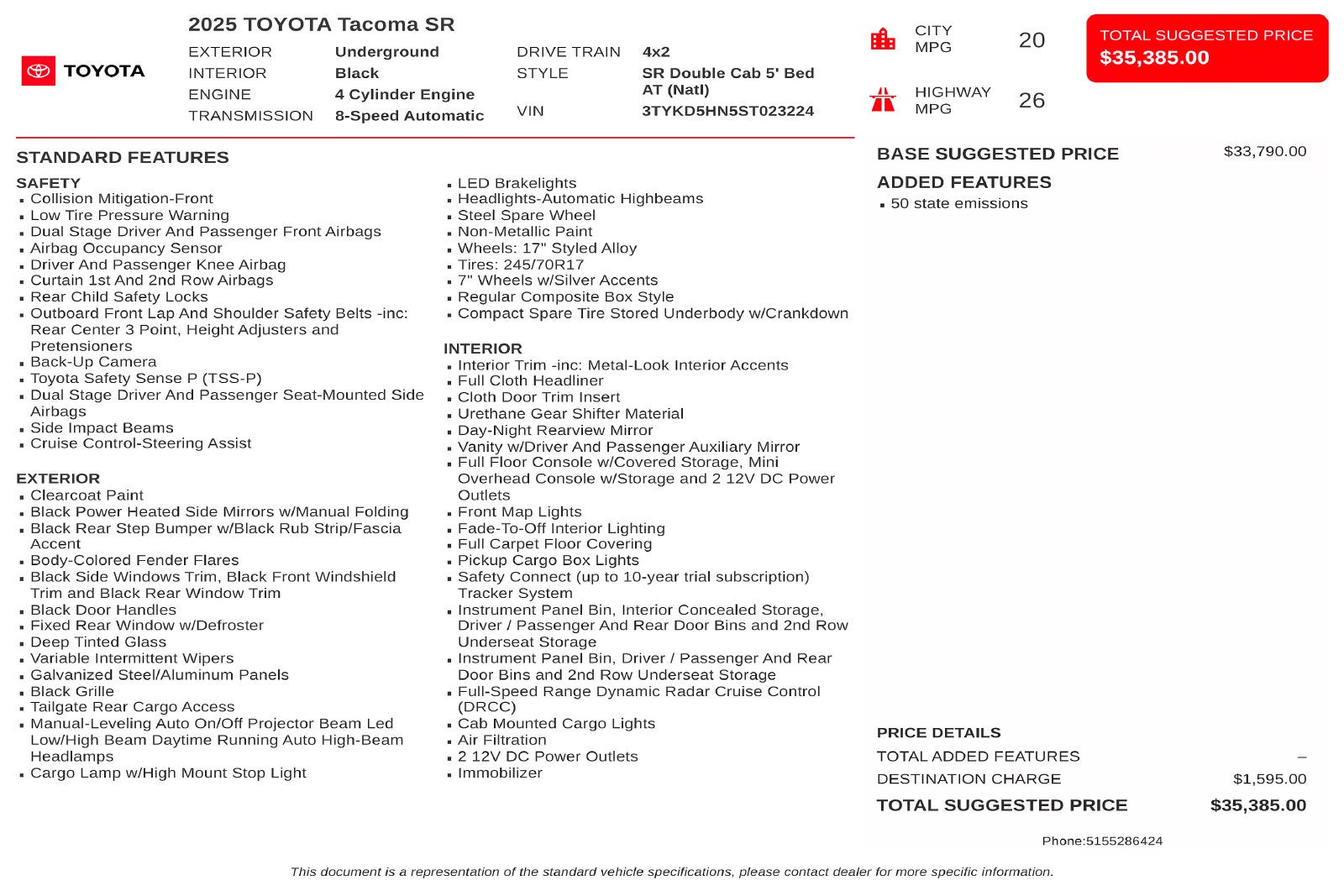 2025 Toyota Tacoma SR