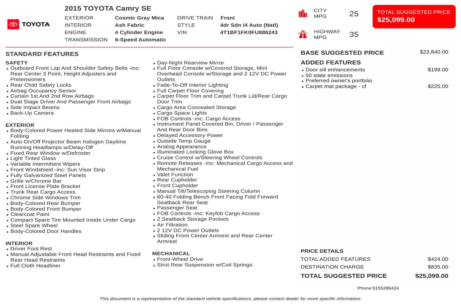 2015 Toyota Camry SE