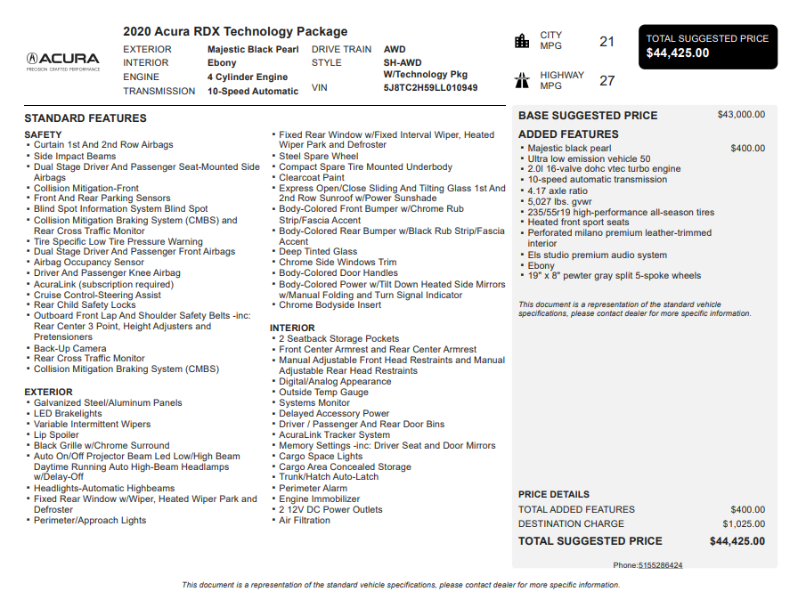 2020 Acura RDX Technology Package SH-AWD