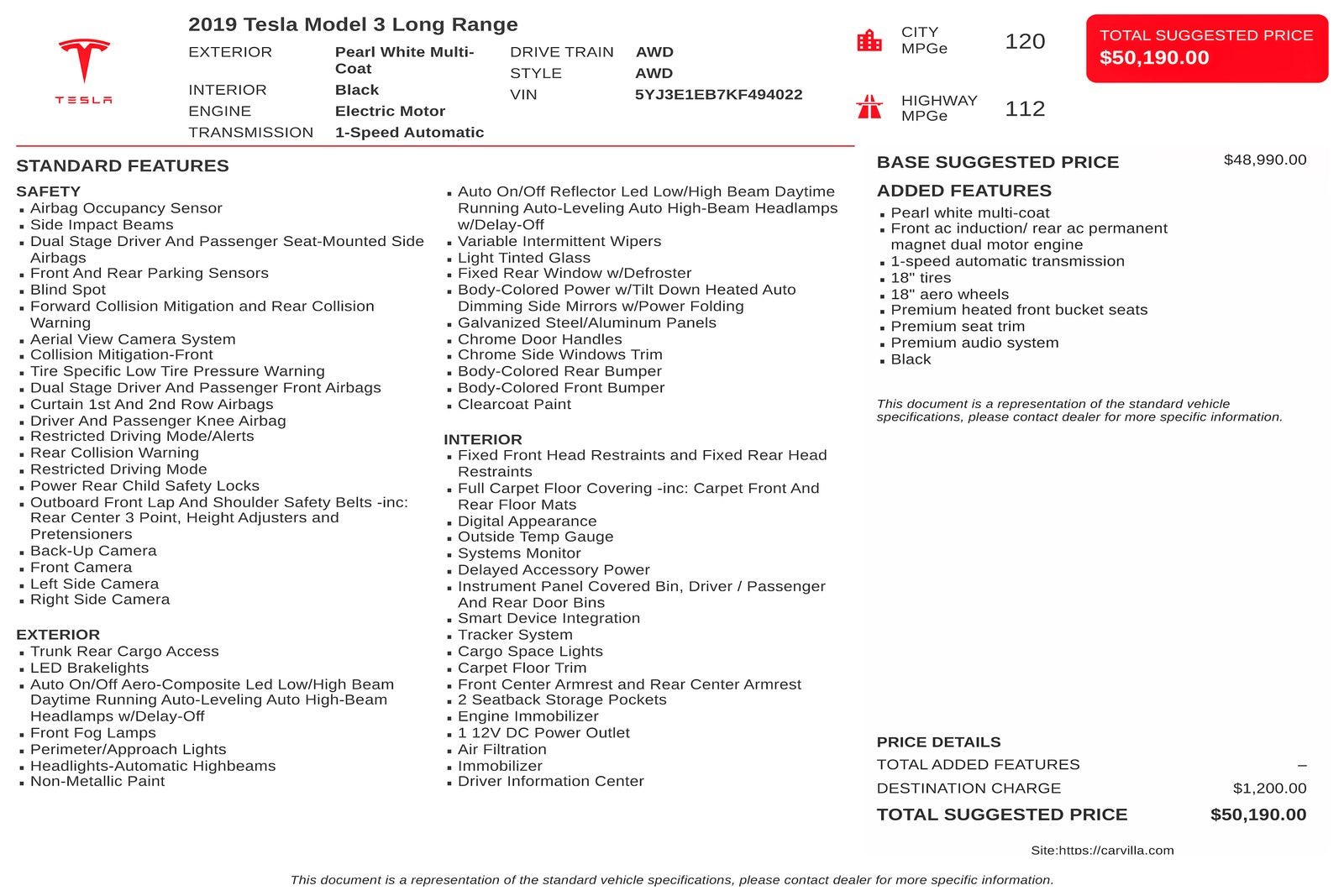 2019 Tesla Model 3 Long Range