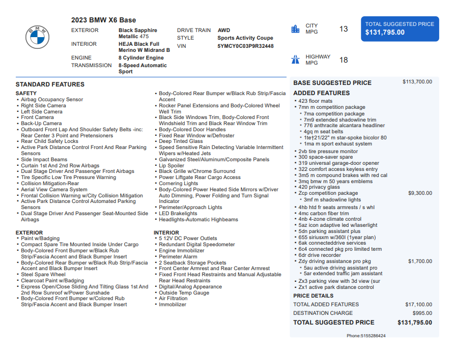 2023 BMW X6 M Base