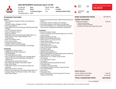 2024 Mitsubishi Outlander Sport 2.0 ES