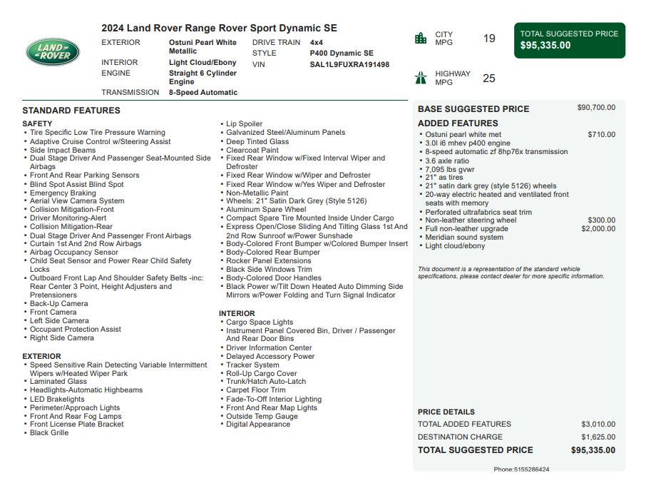2024 Land Rover Range Rover Sport Dynamic SE