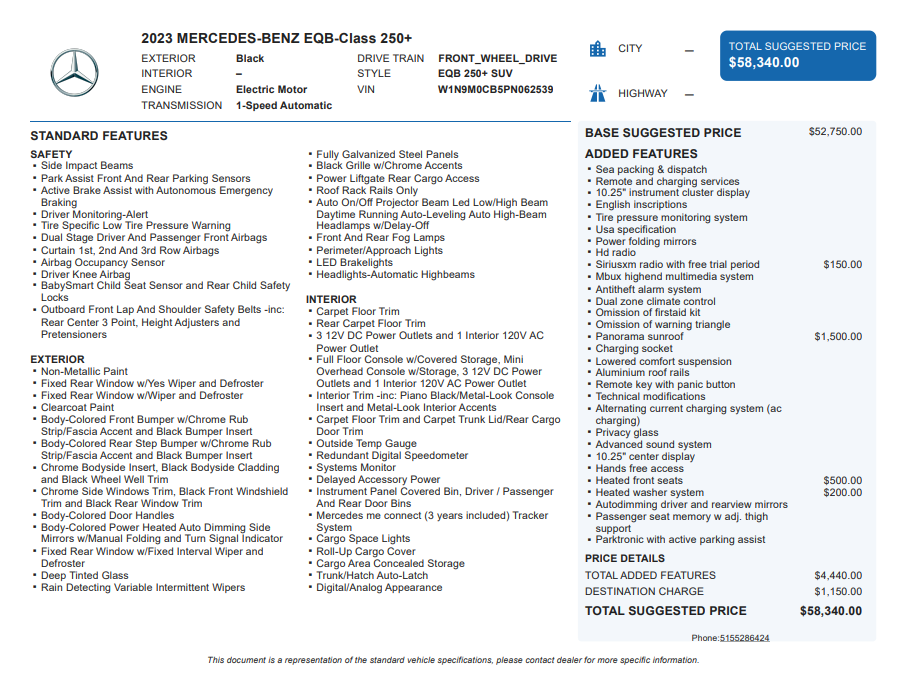 2023 Mercedes-Benz EQB 250+ Base