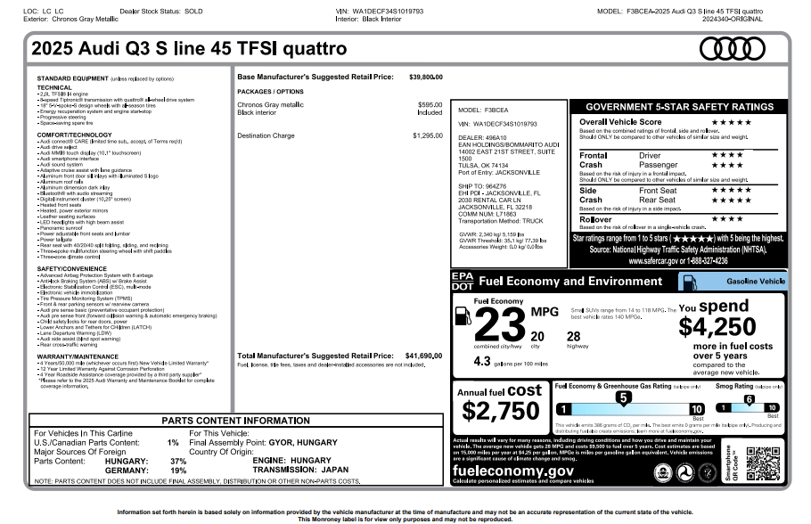 2025 Audi Q3 Premium S Line quattro