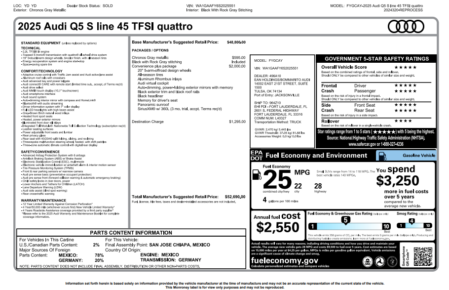2025 Audi Q5 45 S line Premium quattro