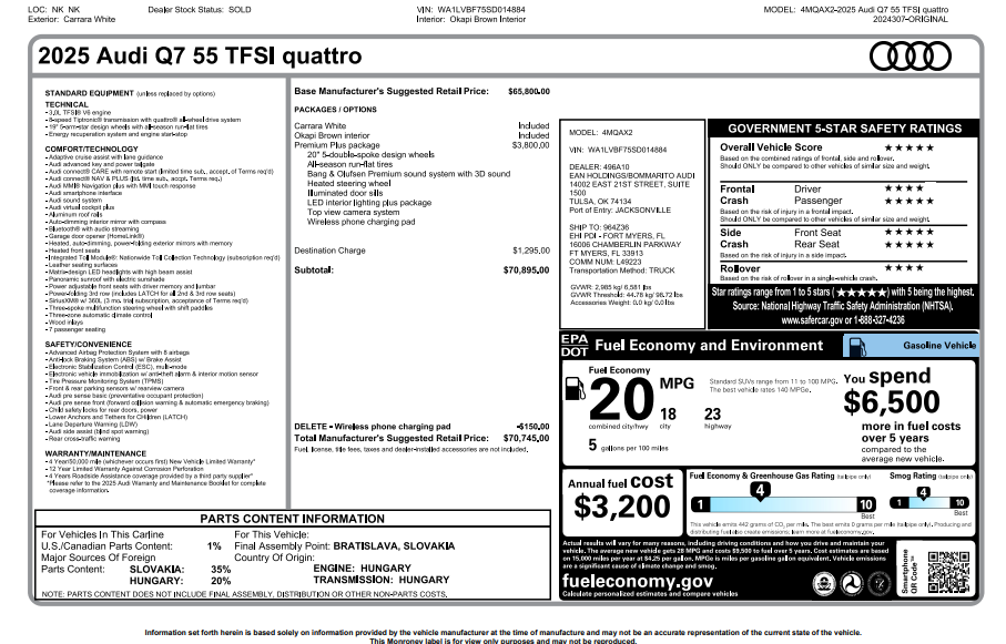 2025 Audi Q7 55 Premium Plus quattro