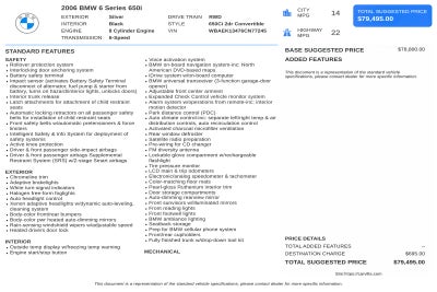 2006 BMW 6 Series 650i