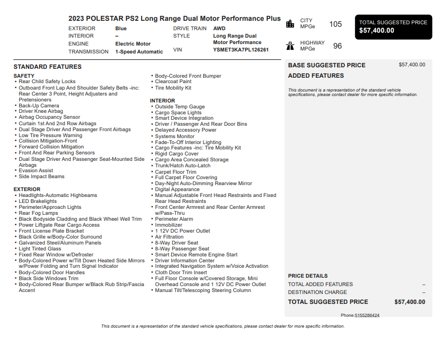 2023 Polestar 2 Long Range Dual Motor Performance Plus