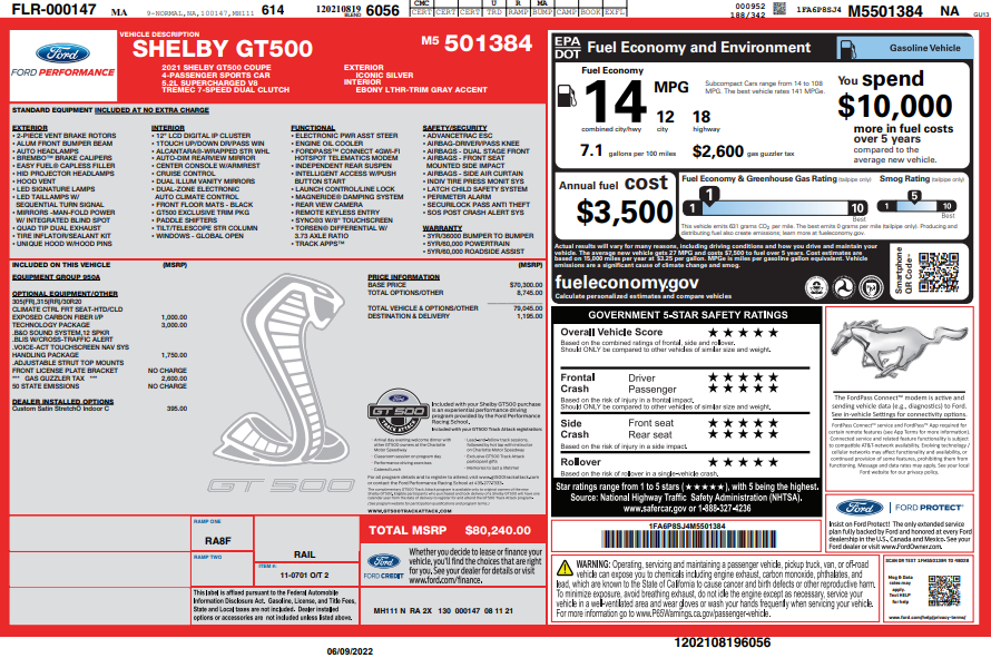 2021 Ford Mustang Shelby GT500