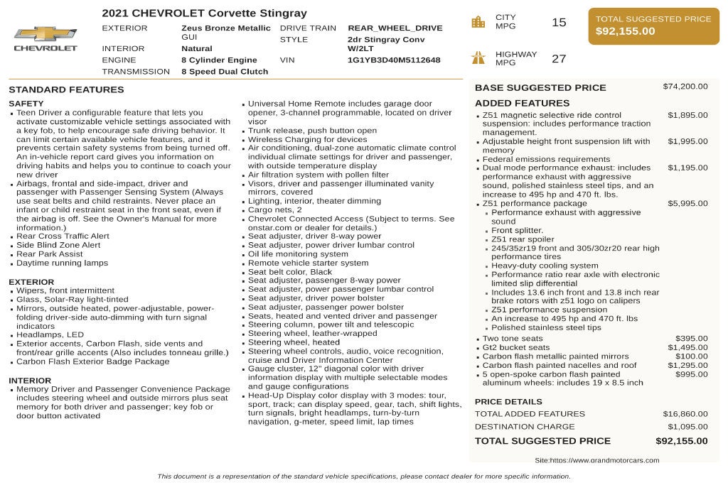 2021 Chevrolet Corvette Stingray 2LT