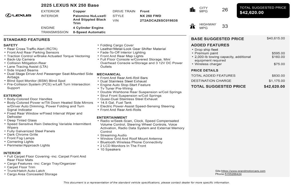 2025 Lexus NX 250 Base