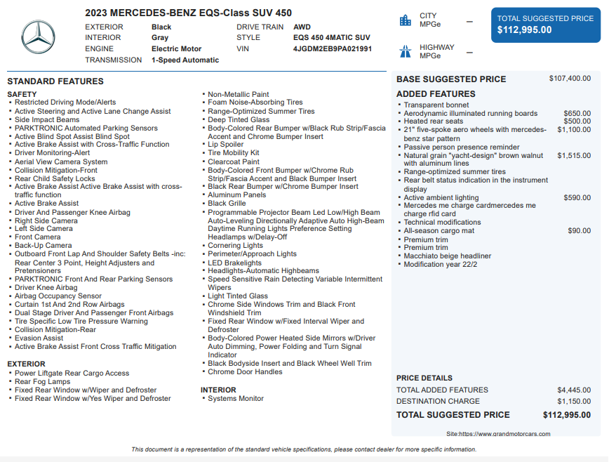 2023 Mercedes-Benz EQS 450 4MATIC®
