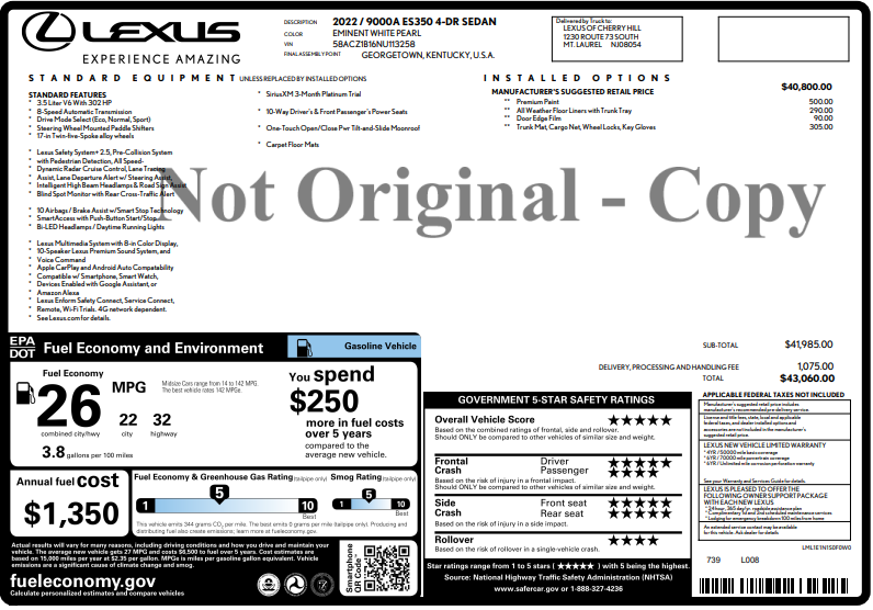 2022 Lexus ES 350