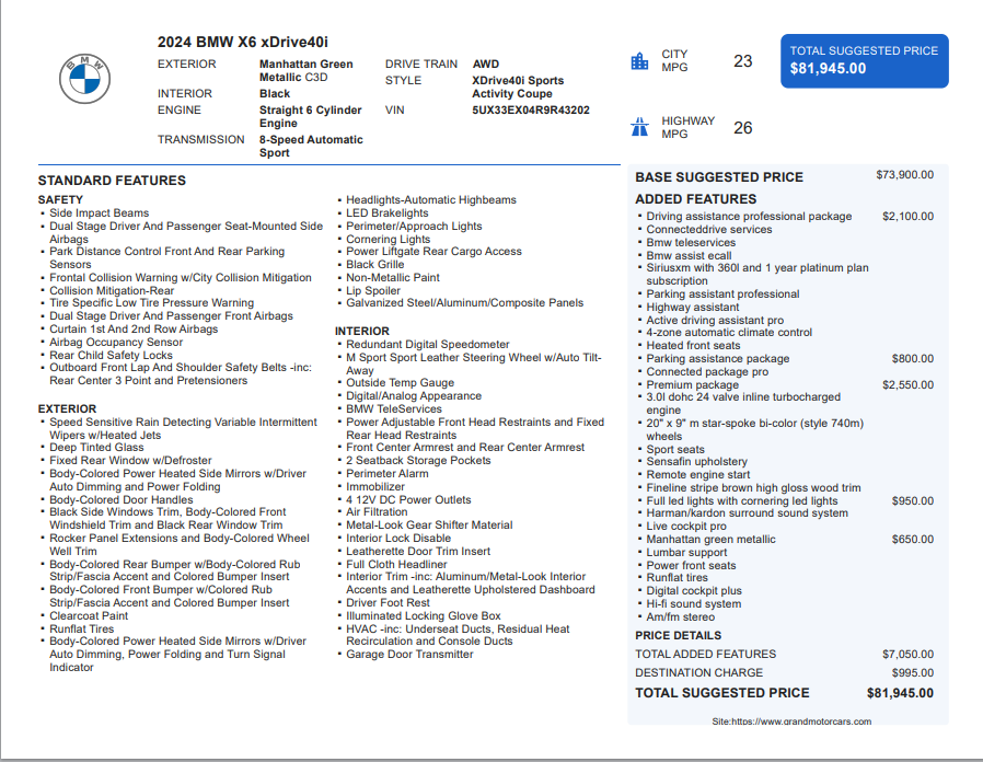 2024 BMW X6 xDrive40i