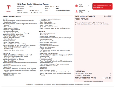 2026 Tesla Model Y Standard Range