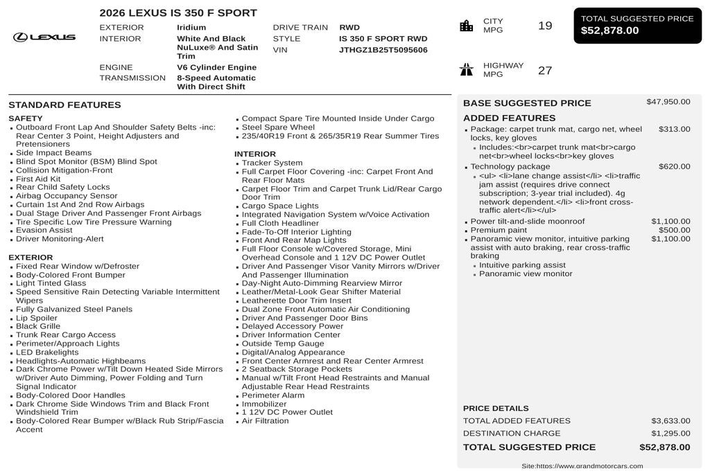 2026 Lexus IS 350 F SPORT