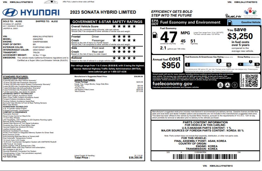 2023 Hyundai Sonata Hybrid Limited