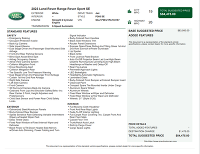 2023 Land Rover Range Rover Sport SE
