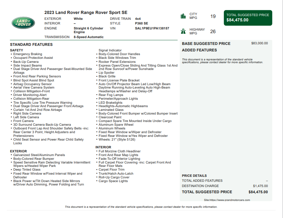 2023 Land Rover Range Rover Sport SE