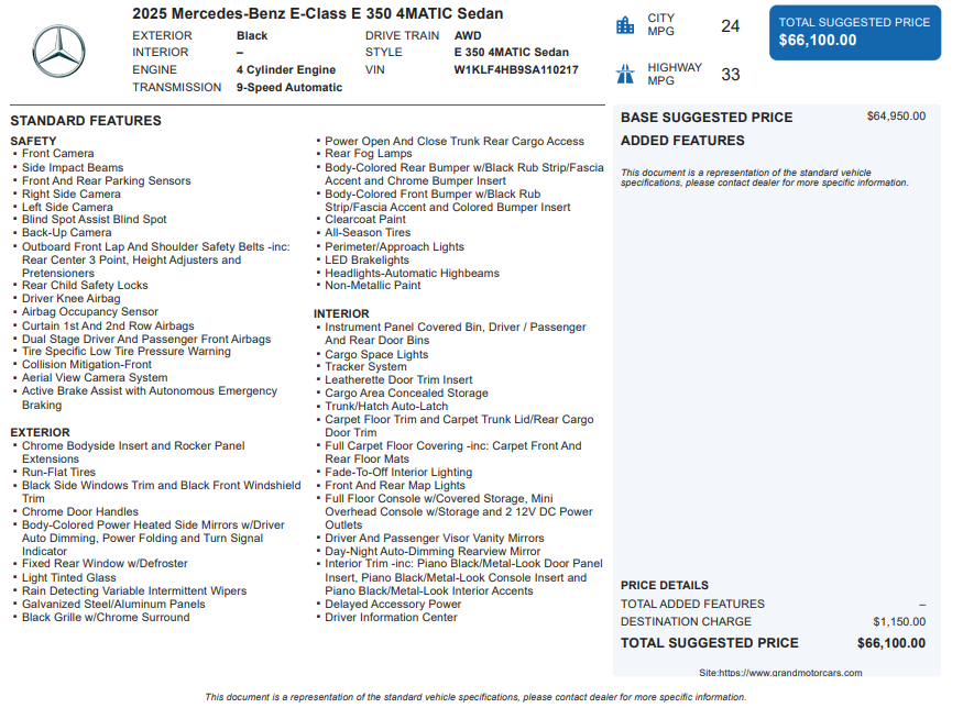 2025 Mercedes-Benz E-Class E 350 4MATIC®
