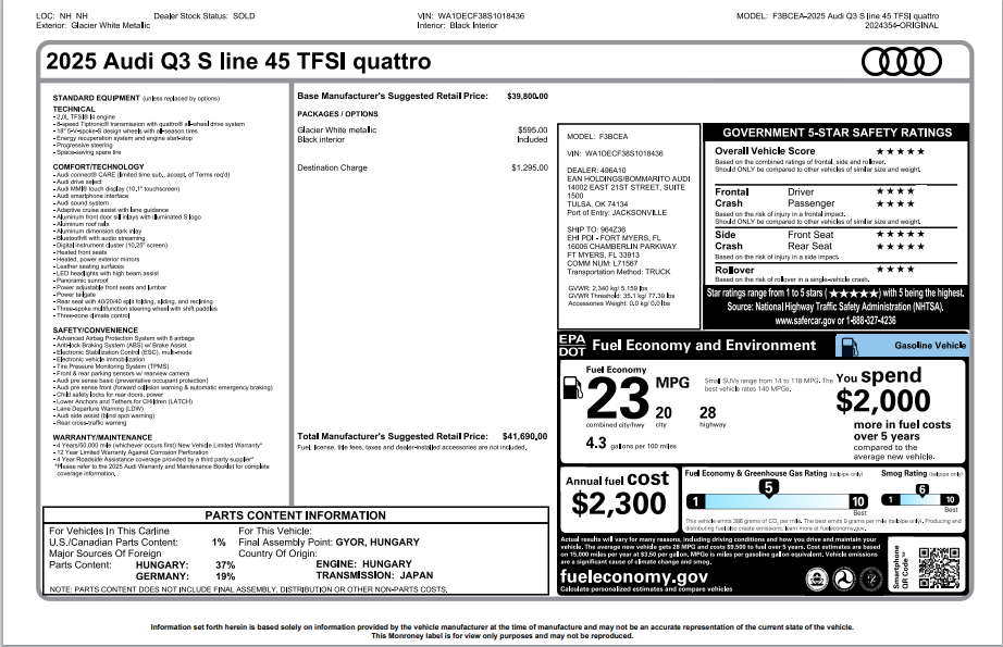 2025 Audi Q3 Premium S Line quattro