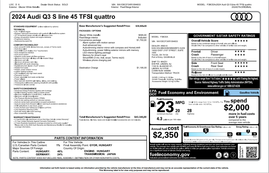 2024 Audi Q3 Premium S Line quattro