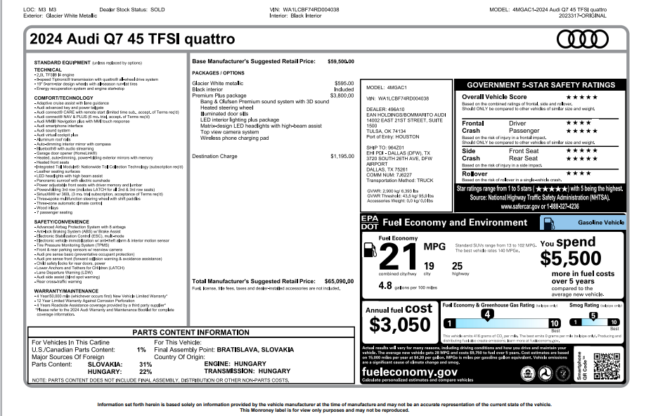 2024 Audi Q7 45 Premium Plus quattro
