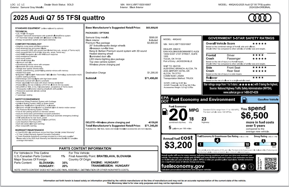 2025 Audi Q7 55 Premium Plus quattro