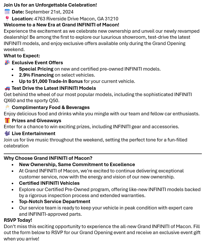 Grand INFINITI of Macon in Macon GA